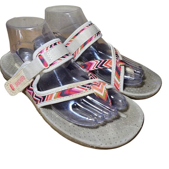 Skechers Sandals Womens 8 Reggae Zig Swag 48228 Flip Flops Thong Multicolor - Picture 2 of 9